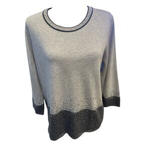 Women’s Alfred Dunner Gray Sequin Sweater. Size Medium